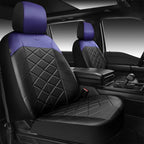 CAR PASS Nappa Leather Waterproof Car Seat Covers Two Front, 3D Foam Automotive Seat Covers with Memory Foam, Universal Fit for Cars SUV Truck Sedan, Airbag Compatible, Black Blue