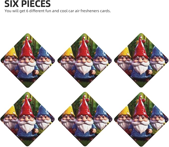 6 Pcs Car Air Fresheners Colorful Gnomes Hanging Air Freshener Fragrance Scented Cards for Car Interior Mirror Pendant Aromatherapy Tablets Gifts for Women Men, Lavender, Square