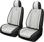 Car Seat Covers Compatible with Toyota Camry 2012-2026 Durable Waterproof Automotive Seat Covers Stretchable Fabric Material, Airbag Compatibility, Premium Nappa Leather(Black White, 2 Pcs Front)
