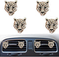 4 Pcs Bling Leopard Air Vent Clips, Crystal Car Air Fresheners Vent Clips Diffuser Rhinestone Leopard Decoration Car Interior Decor Bling Accessories for Women (Gold)