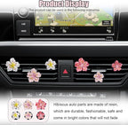 Cute Car Dashboard Air Vent Trim Clips, Hawaiian Flower Auto Air Freshener Vent Clip, Auto Air Conditioning Diffuser, Hibiscus Blossom Car Interior Accessories Decorations for Girls Women (6PCS)
