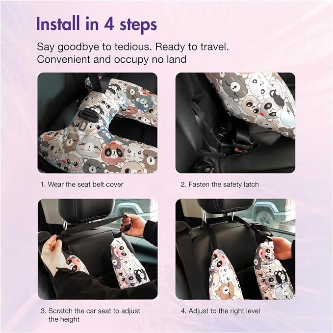 Car Pillow for Kids, Car Neck Head Support Cushion Set,Travel car seat Safety Pillow,h Shape car Sleeping Pillow Kids,Pillow case can be Disassembled and Washed (C)