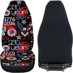 ELEQIN 250 Patriotic American Flag Car Front Seat Covers, 2 Pack Polyester Automotive Seat ProtectorsSoft & Breathable, Automotive Interior Accessories for Most Cars