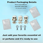 Skull Car Air Freshener Vent Clips with 3 Felt Pads - Gothic Horror Scented Decor for Car Interior, Cool Halloween Skull Accessories for Men and Women, Funny Spooky Gift for Teens-A1