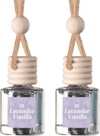 C&E Craft Co Hanging Car Air Freshener Diffuser 2 Pack, Long Lasting Fragrance Oil Car Freshener, Glass Bottle Auto Air Freshener, Made in USA (Lavender Vanilla)