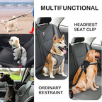 Removable Dog Seat Belt Harness for Car, 3 in 1 Pet Car Seatbelt Leash, Retractable Restraint Secures to Vehicle Headrest & Adjustable Reflective Dog Seatbelt Tether (Light Blue&Black, 2pcs)