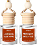 Car Air Freshener Mahogany Teakwood 2 Pack Hanging Air Freshener Diffuser, Cute Car Accessories, Air Freshner for Women & Men Gift, Non-Toxic Car Scent, Long Lasting Oil Diffuser, Made in USA