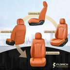 FLORICH Car Seat Covers Full Set Orange Seat Cover Front Seats and Back Leather Seat Covers for Cars Waterproof Car Seat Cushion Universal Car Seat Protector Fit for Most Cars Trucks SUVs