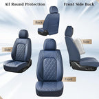Coverado Car Seat Covers, Front Seat Cover, 2 Pack Luxury Faux Leather Seat Covers for Cars, Waterproof Car Seat Protector, Blue Car Seat Cover, Universal Car Seat Protectors Fit for Most Cars