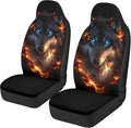 Car Seat Covers Front Seats Only Breathable Fire Wolf Cool Car Seat Cover for Additional Protection Fashion Auto Interior Accessories Easy Installation Universal Fit Most Cars