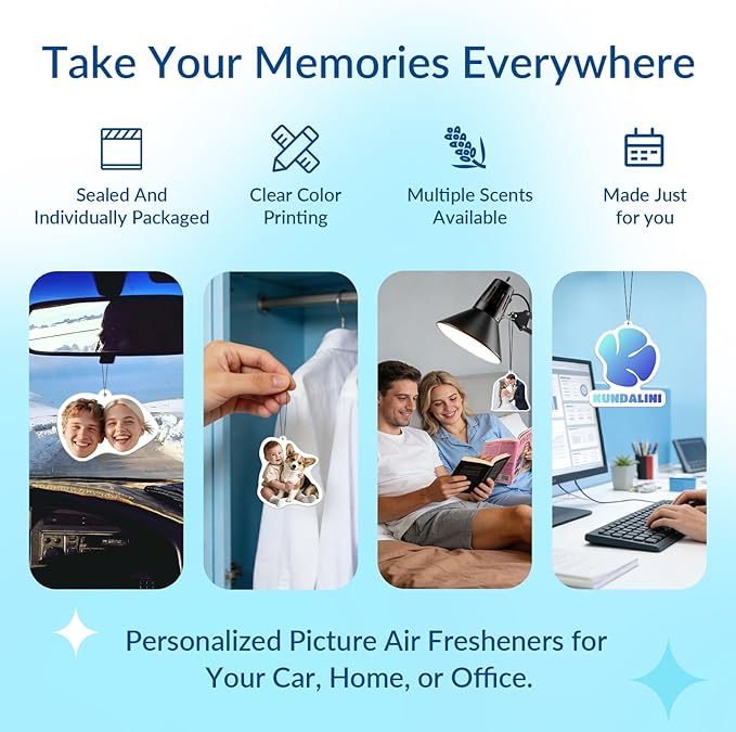 Custom Air Fresheners with Picture - Personalized Double Sided Photo Air Freshener, Customized Air Freshener for Car Wardrobe Bathroom Hanging Ornaments (A5-Irregular Shape)