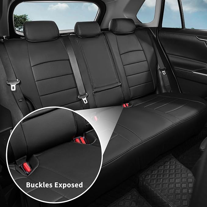 coverdream RAV4 Seat Covers Custom Fit for 2019-2024 2025 Toyota RAV4 LE,XLE,XLE Premium,Limited SUV Seat Cushion,Luxury Waterproof Leather Car Seat Protector(Full Set,Black)
