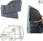 VanEssential Insulated Magnetic Blackout Front Door Window Covers (Pair) Designed for Mercedes-Benz NCV3 (Van Years 2007 to 2018) - Charcoal Gray