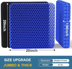 Gel Seat Cushion, Jumbo&Thick Gel Cushion with Non-Slip Cover for Home Office Car Seat Wheelchair, Soft Breathable Honeycomb Chair Pads for Relieve Hip Pain, Blue 20x20x1.9inch