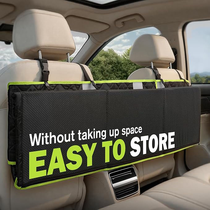Pecute Back Seat Extender for Dogs 56.29 * 28.74 in, Car Window Fixing for Maximum Car Protection, Leather Fabric Dog Car Seat Cover for Back Seat, Waterproof, Scratch-Resistant, Support to 330 lbs