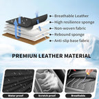 Fit CRV Car Seat Covers Premium Leather for Honda CRV cr-v 2011-2025 2026. Waterproof， Breathable, Scratch-Resistant & All-Weather Seat Cushion Protector (Full Set,White Line Black)