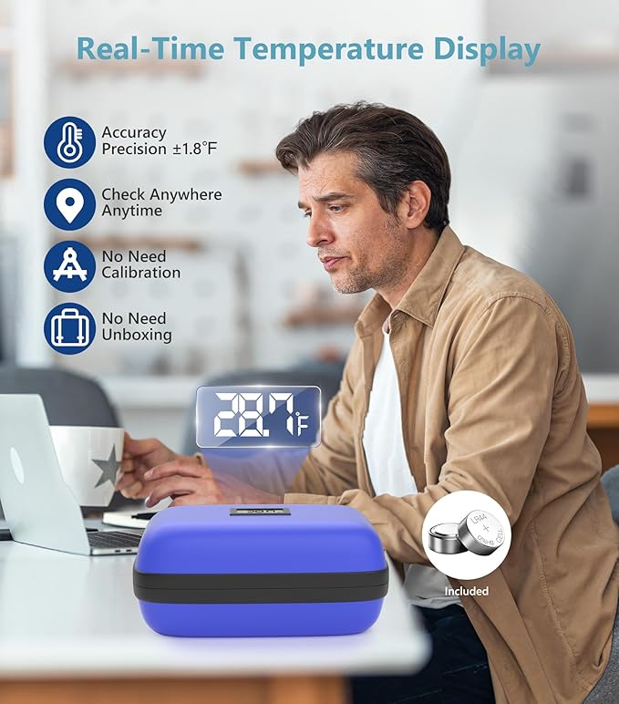 Insulin Cooler Travel Case with Temperature Display, TSA Approved Diabetic Cooling Bag for Insulin Pens and Supplies, Refrigerated Medicine Organizer with 2 Ice Packs