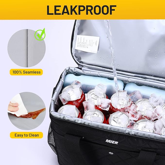 MIER 18L Large Soft Cooler Insulated Picnic Bag for Grocery, Camping, Car, Black