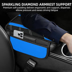 NBTEPEM Blue Center Console Cover, Sporty Leather Armrest Cover Cushion with 2 Storage Pockets, Universal Auto Middle Console Protector, Car Interior Accessories for Most SUV, Truck, Sedan Vehicles