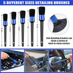 AUTODECO Windshield Cleaner Tool, 17Pcs Car Interior Detailing Kit, Detailing Brush, Towels, Duster, Car Cleaning Kit Interior for RVs, Truck, Trailer (Blue)