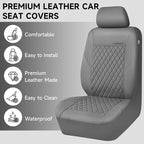 CAR PASS Quilting Faux Leather Seat Covers Full Set, Waterproof Deluxe PU Premium Auto Seat Cover, Breathable Seat Covers Universal Fit for Most Sedan SUV Van Small Truck, Airbag Compatible All Gray