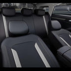CAR PASS Universal Leather Car Seat Covers Full Set, Waterproof Durable PU, Airbag SRS, 2zipper in Rear, Faux Leather Seat Covers 5 Seats Fit for SUV Pick-up Truck Vehicle Black with Grey