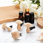 Dandat 4 Pcs Wood Car Essential Oil Diffuser Vent Clips Mushroom Car Air Freshener Aromatherapy Wooden Car Diffusers Automotive Interior Accessories Decoration for Women Men Gift