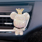 Handmade Bling Rhinestone Bear Car Air Freshener Cute Ornaments Car Vent Clips Accessories Perfume Clip Aromatherapy Diffuser Fragrance Cotton Pad Car Interior Decoratio Women Girl (AB白)