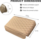 Car Armrest Cushion, Memory Foam Auto Arm Rest Box Protector with 2 Storage Bags, Waterproof Leather Center Console Cover Universal for Most Vehicles, Car Accessories (Beige)