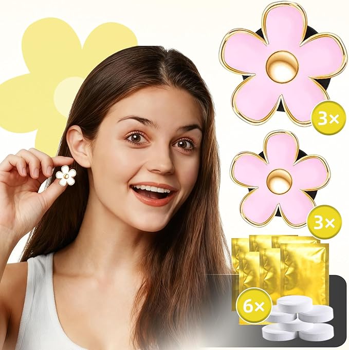 NBTEPEM 6 PCS Daisy Flower Air Vent Clip Car Decoration Accessories Air Conditioning Outlet Clip Car Air Freshener Clip Charm Car Interior Decor(3 cm, 3.3 cm, Pink)