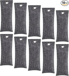 Activated Charcoal Air Purifying Bag (10 Pack 75g Each) Bamboo Charcoal Odor Absorber Air Freshener for Shoes, Closet, Car, Gray
