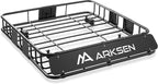 ARKSEN 43" x 39" x 6" Roof Rack Basket with Extension, 150 lb Heavy-Duty Steel Cargo Carrier, Fits Crossbars up to 1.38" Thick, for SUV & Pickup Truck