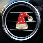 Set of 4 Bling Christmas Car Air Freshener Vent Clips, Crystal Rhinestone Sparkly Air Conditioning Outlet Decorative Clip Charms Cute Car Interior Accessories