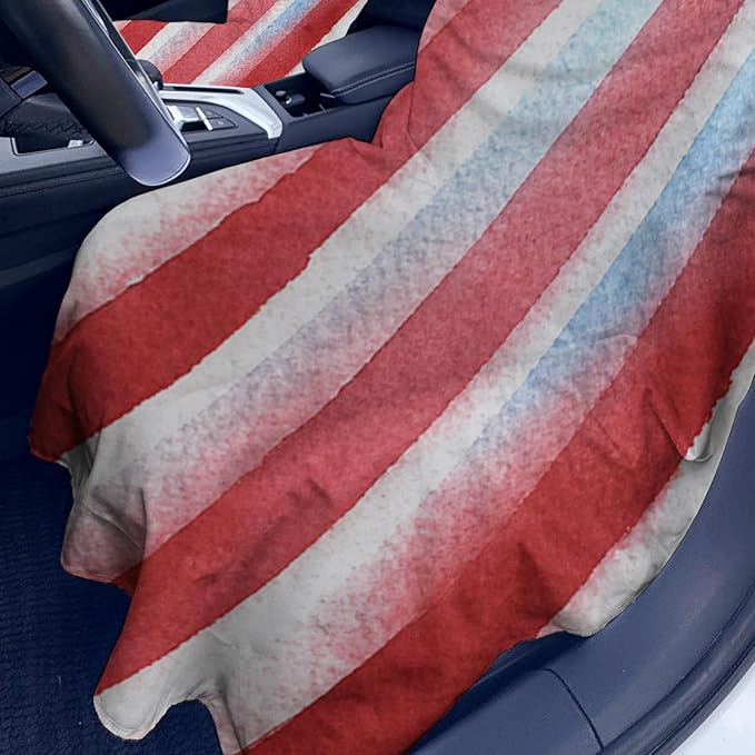 1 Pack Car Towel Seat Covers with Storage Bag, Multifunctional Towel for Gym Outdoor Sport, Picnic, Beach, Pet Dog Travel,Non-Slip Washable Car Seat Protector (Flag Stripes)