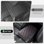 Amiss Auto Center Console Pad, Universal Waterproof Armrest Seat Box Cover, Car Interior Accessories, Leather Auto Armrest Cover Protector for Most Vehicle, SUV, Truck (Red Line)