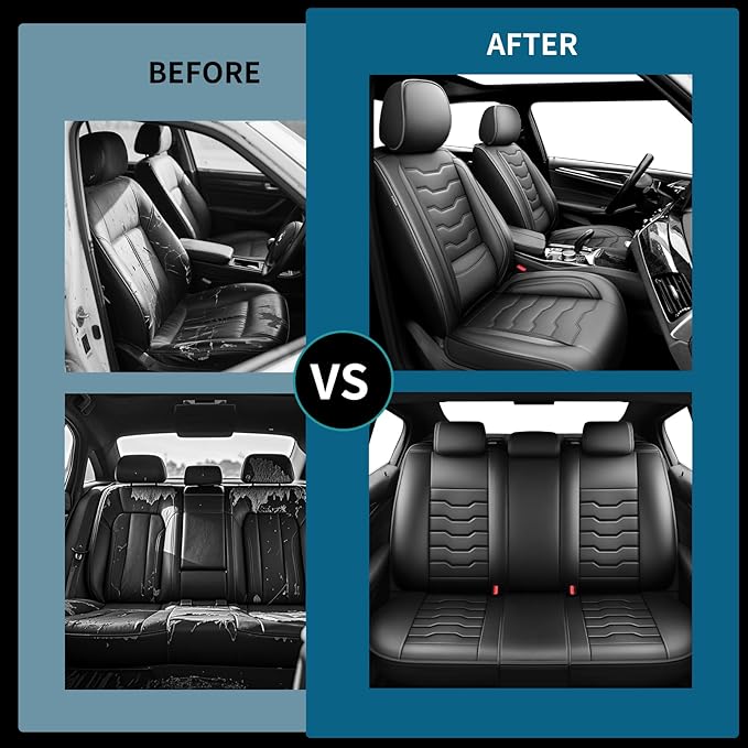 Fit FJ Cruiser Car Seat Covers Premium Leather for Toyota Fj Cruiser 2007-2013 2014. Waterproof， Breathable，Scratch-Resistant & All-Weather Seat Cushion Protector (Front Pair, Black)