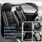 Leather Car Seat Covers Fit for Toyota Camry 2002-2024, 5 Seater Car Seat Cover, Premium Waterproof, Scratch Resistant Car Interior Accessories (Full Set Black White)