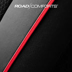 Road Comforts Car Seat Covers, Leather Front Seat Covers with Piping, Air-Cool Mesh Designed, Airbag Compatible Automotive Seat Covers for Most Car, Truck, Van, SUV - Black with Red Piping