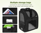Pecute Cat Backpack Carrier Expandable, Pet Backpack for Cats & Small Dogs Up to 11lbs, with 4-Side Breathable Mesh, Multi-Entry & Lockable Zippers for Travel, Hiking, Camping - Hands Free, Black