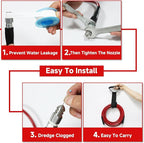 NIFUAL Sewer Jetter Kit for Pressure Washer,150FT 5800PSI Pressure Drain Cleaner 1/4 Inch NPT Corner Rotating and Button Hose Sewer Jetting Nozzle for Homeowners & DIYers (150FT)
