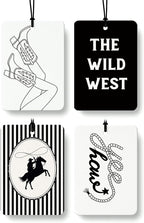 Western Car Air Freshener 4 Pcs Coconut Scented, Wild West Rodeo Cowboy Car Accessories Mirror Decor for Women, Western Cowgirls Boots Hanging Air Freshener for Cars Closet Drawer Books