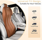 FLORICH Car Seat Lumbar Support with Headrest Pillow Memory Foam Car Lumbar Pillow Back Support Cushion 2-in-1 Ergonomic Back Rest Pillow & Car Neck Pillow for Driving Tailbone Pain Relief, Brown
