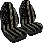 ELEQIN Camo American Flag Seat Covers, Car Seat Covers Front Seats, Car Seat Cushion, Front Car Seat Covers Canvas Car Seat Protector Universal Fit Most Cars