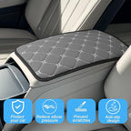 Car Center Console Cushion Pad, PU Leather Vehicle Armrest Cover Protector, Anti-Scratch Automotive Interior Arm Rest Seat Box Mat Accessories, Universal for SUV Sedan Truck (Gray)
