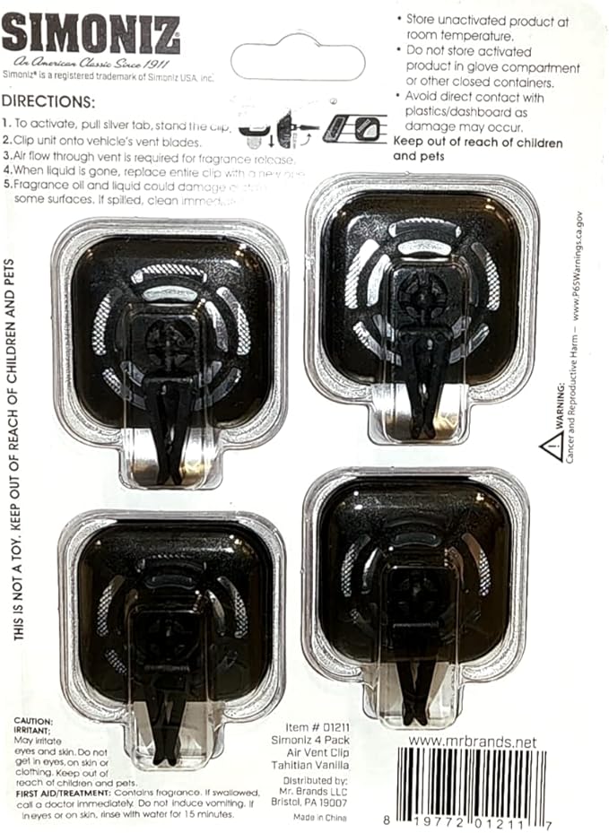 Simoniz Vent Clips - Juicy Cherry Car Vent Clip Air Freshener, Odor Eliminator for Strong Odor - Auto Vent Air Freshener Car