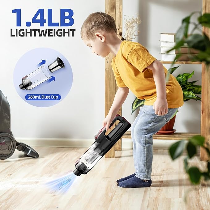 Handheld Vacuum Cleaner, 18000Pa 2 in 1 Cordless Car Vacuum Cleaner&Air Duster, 130W Brushless Motor with 7800mAh Battery, LED Light and Multi-Nozzles, Portable for Home, Car, Office, Pet