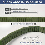 Spark Paws Handsfree Dog Leash – Shock Absorbing Waist Bungee Lead for Running, Car Seatbelt Clip & Poop Bag Set, Heavy Duty Tactical Lead for Medium, Large & X-Large Breeds - Army Green