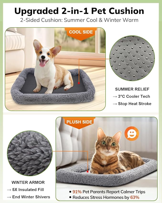 Morpilot Pet Carrier for Large Cats, Small Dogs & Puppies Up to 25lbs, Escape-Proof with Locking Zippers, Dual-Sided Cushion, Safety Buckle for Car & Vet Travel, Includes Foldable Bowl (Dark Gray)