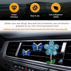 3 PCS Bling Car Air Vent Clips, Rhinestone Daisy Butterfly Air Freshener Outlet Diffuser Clip, Cute Auto Air Conditioning Clip Charm for Women Girls, Decor Car Accessories (Blue)
