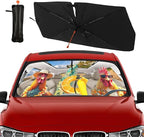 Socira Funny Rooster Chicken Car Windshield Sunshade Umbrella Foldable Umbrella Sun Shade Windshield Cover Sunshade Car Accessories Blocks Uv Rays Keeps Cool (57" X 30")